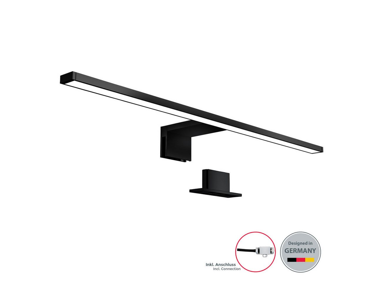 B.K.Licht Wandleuchte Badleuchte LED Spiegelleuchte 30cm Schminklicht Badezimmer IP44 230V, LED fest integriert, Neutralweiß, 4000K 5W 650lm Badezimmer-Beleuchtung Spiegelschrank schwarz - BKL1405 von B.K.Licht