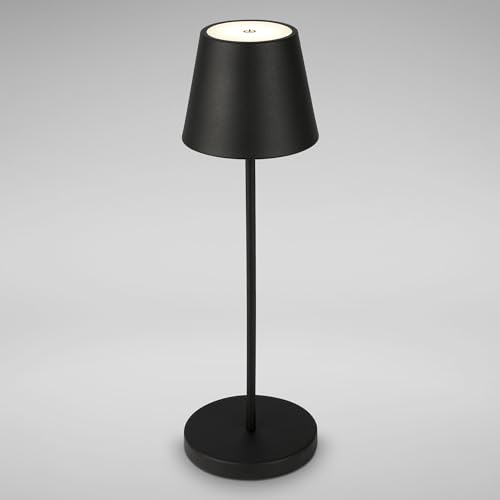 B.K.Licht - dimmbare Tischlampe kabellos, LED Nachttischlampe mit Touch als Balkon Deko, Outdoor, Schlafzimmer, Wohnzimmer, Camping, Garten, USB-C, Für Innen und Aussen, Schwarz, 38 x 12 cm (HxD) von B.K.Licht