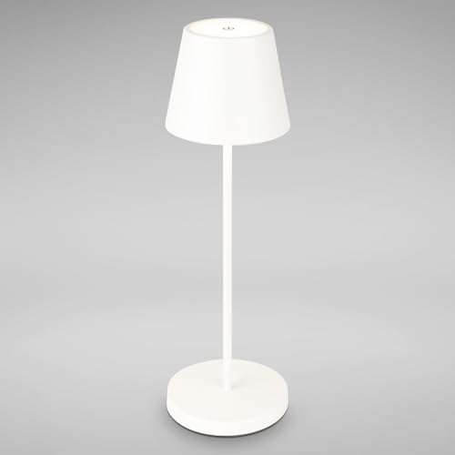 B.K.Licht - dimmbare Tischlampe kabellos, LED Nachttischlampe mit Touch als Balkon Deko, Outdoor, Schlafzimmer, Wohnzimmer, Camping, Garten, USB-C, Für Innen und Aussen, Weiß, 38 x 12 cm (HxD) von B.K.Licht