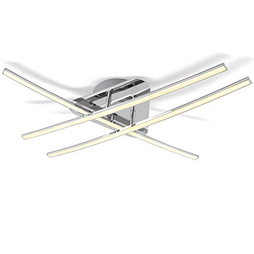 B.K.Licht - LED Deckenlampe mit warmweißer Lichtfarbe, 24 Watt, 2400 Lumen, LED Deckenleuchte, LED Lampe, Wohnzimmerlampe, Schlafzimmerlampe, Küchenlampe, Deckenbeleuchtung, 59x10 cm, Chrom B.K.Licht - LED Deckenlampe mit warmweißer Lichtfarbe, 24 Watt, 2400 Lumen, LED Deckenleuchte, LED Lampe, Wohnzimmerlampe, Schlafzimmerlampe, Küchenlampe, Deckenbeleuchtung, 59x10 cm, Chrom von B.K.Licht