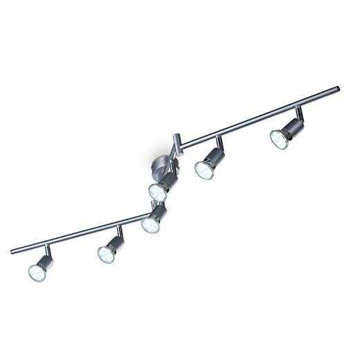 B.K.Licht - LED Deckenlampe schwenkbar, warmweiße Lichtfarbe, GU10 Fassung, LED Deckenleuchte, LED Lampe, Wohnzimmerlampe, Schlafzimmerlampe, Küchenlampe, Deckenstrahler, 120,4x12 cm, Titanfarbig von B.K.Licht