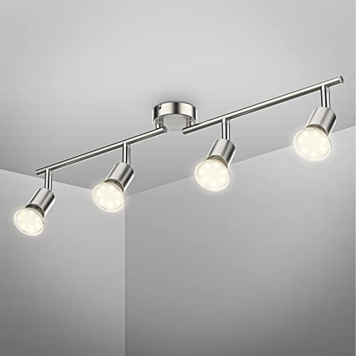 B.K.Licht - Deckenlampe schwenkbar, warmweiße Lichtfarbe, GU10 Fassung, LED Deckenleuchte, LED Lampe, Wohnzimmerlampe, Schlafzimmerlampe, Küchenlampe, Deckenstrahler, 60,5x10,5 cm, Matt-Nickel B.K.Licht - Deckenlampe schwenkbar, warmweiße Lichtfarbe, GU10 Fassung, LED Deckenleuchte, LED Lampe, Wohnzimmerlampe, Schlafzimmerlampe, Küchenlampe, Deckenstrahler, 60,5x10,5 cm, Matt-Nickel von B.K.Licht