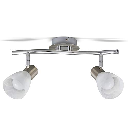 B.K.Licht - LED Deckenlampe schwenkbar, warmweiße Lichtfarbe, E14 Fassung, Deckenleuchte, LED Lampe, Wohnzimmerlampe, Schlafzimmerlampe, Küchenlampe, 34,5x10x14,5 cm, Matt-Nickel-Chrom von B.K.Licht