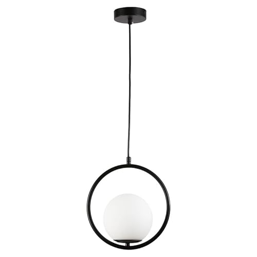B·LED BARCELONA LED BarcelonaLED Deckenleuchte mit Lampenschirm aus Glas, blickdicht, modern und elegant, mit schwarzer Halterung und E27-Fassung, für Schlafzimmer, Wohnzimmer, Esszimmer von B·LED BARCELONA LED
