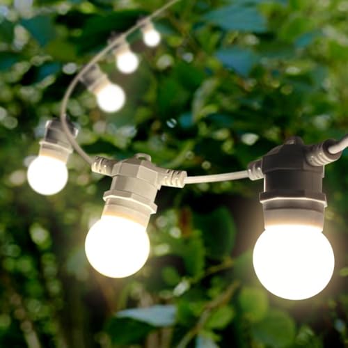 B·LED BARCELONA LED BarcelonaLED Lichterkette Lichterkette Außen Innen Weiß 10 Meter Wasserdicht IP65 mit 10 Lampen E27 warmweiß LED für Party Garten Terrasse Weihnachten von B·LED BARCELONA LED