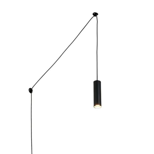 B·LED BARCELONA LED BarcelonaLED Moderne Decken-Pendelleuchte schwarz zylindrisches Strahlerrohr mit höhenverstellbarem Steckerkabel und GU10 Lampenfassung für Wohnzimmer Esszimmer Schlafzimmer Küche von B·LED BARCELONA LED