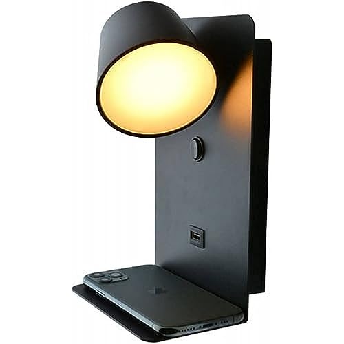 B·LED BARCELONA LED BarcelonaLED Wandleuchte Aluminium schwarz mit USB-Ladestation, schwenkbar, 6 W, warmweiß, 2700 K und Schalter für Schlafzimmer Kopfteil Lesen Wohnzimmer von B·LED BARCELONA LED