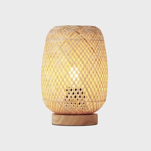 BARCELONE LED - Tischlampe aus Weide und Holz "Ruka" - Handgemachtes Design mit Gitterschirm - Rustikaler Stil - Boho Natur E27 - Tischlampe ideal für Wohnzimmer oder Schichtzimmer BARCELONE LED - Tischlampe aus Weide und Holz "Ruka" - Handgemachtes Design mit Gitterschirm - Rustikaler Stil - Boho Natur E27 - Tischlampe ideal für Wohnzimmer oder Schichtzimmer von B·LED BARCELONA LED