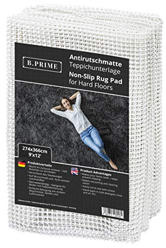 B.PRIME 274x366cm Antirutschmatte Universal I Teppichunterlage I Teppichunterleger I Teppichunterlage I Rutschschutz für Teppich I Teppichstopper von B.PRIME