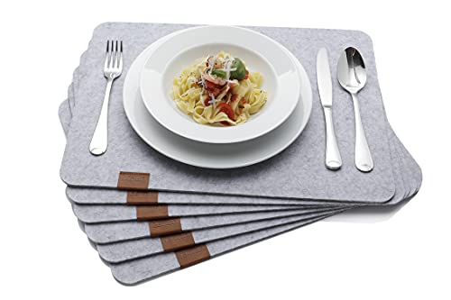 B.PRIME Hochwertiges Tischset aus Filz 6er Set Marble - Platzdeckchen abwaschbar 44x32cm Platzsets - Tischuntersetzer Platzset waschbar - Untersetzer-Set Tischunterlage Stoff von B.PRIME