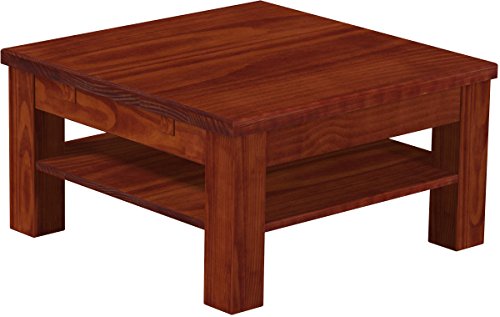 B.R.A.S.I.L.-Möbel Brasilmöbel Couchtisch Rio Classico 73x73 cm Mahagoni mit Ablage Wohnzimmertisch Holz Tisch Pinie Massivholz Stubentisch Beistelltisch Echtholz Größe und Farbe wählbar von B.R.A.S.I.L.-Möbel