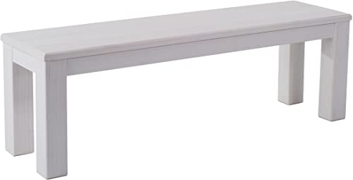 B.R.A.S.I.L.-Möbel Brasilmöbel Sitzbank 140 cm Rio Classico Pinie Weiss Massivholz aus Pinie, Verschiedene Größen & Farben, ideal für Esszimmer & Küche von B.R.A.S.I.L.-Möbel