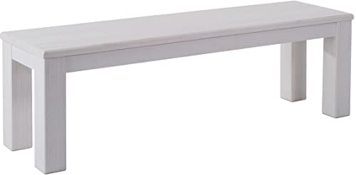 B.R.A.S.I.L.-Möbel Brasilmöbel Sitzbank 150 cm Rio Classico Pinie Weiss Massivholz aus Pinie, Verschiedene Größen & Farben, ideal für Esszimmer & Küche von B.R.A.S.I.L.-Möbel