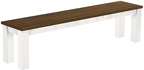 B.R.A.S.I.L.-Möbel Brasilmöbel Sitzbank 180 cm Rio Classico Nussbaum Weiss Massivholz aus Pinie, Verschiedene Größen & Farben, ideal für Esszimmer & Küche von B.R.A.S.I.L.-Möbel