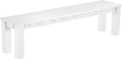 B.R.A.S.I.L.-Möbel Brasilmöbel Sitzbank 180 cm Rio Classico Schneeweiss Massivholz aus Pinie, Verschiedene Größen & Farben, ideal für Esszimmer & Küche von B.R.A.S.I.L.-Möbel