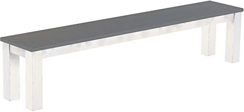 B.R.A.S.I.L.-Möbel Brasilmöbel Sitzbank 208 cm Rio Classico Seidengrau Weiss Massivholz aus Pinie, Verschiedene Größen & Farben, ideal für Esszimmer & Küche von B.R.A.S.I.L.-Möbel