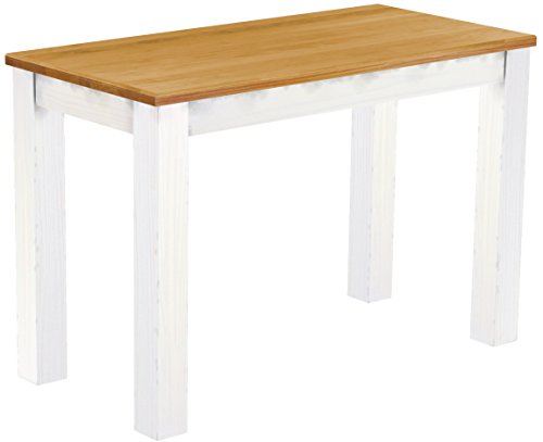 Esstisch Rio Classico 115x56 cm Honig Weiß Küchentisch Kleiner Tisch Holztisch Pinie Massivholz Brasilmöbel von B.R.A.S.I.L.-Möbel