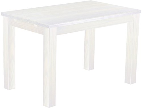 Esstisch Rio Classico 120x73 cm Pinie Weiß Holz Pinie Massivholz Esszimmertisch Echtholz ausziehbar vorgerichtet für Ansteckplatten Brasilmöbel von B.R.A.S.I.L.-Möbel