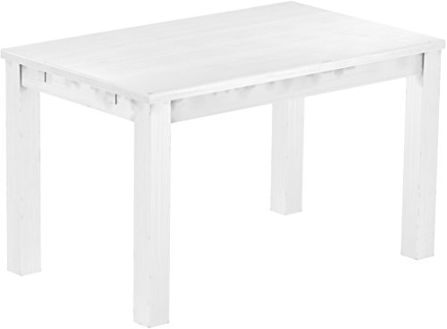 Esstisch Rio Classico 130x80 cm Schneeweiss Holz Pinie Massivholz Esszimmertisch Echtholz ausziehbar vorgerichtet für Ansteckplatten Brasilmöbel von B.R.A.S.I.L.-Möbel