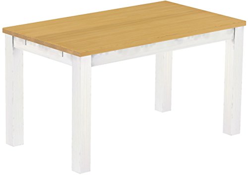 Esstisch Rio Classico 140x80 cm Eiche hell Weiß Holz Pinie Massivholz Esszimmertisch Echtholz ausziehbar vorgerichtet für Ansteckplatten Brasilmöbel von B.R.A.S.I.L.-Möbel