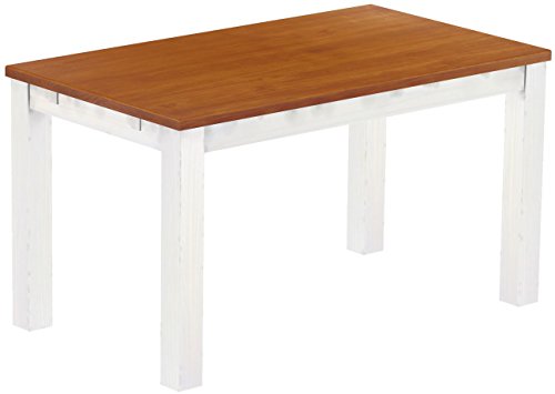 Esstisch Rio Classico 140x80 cm Kirschbaum Weiß Holz Pinie Massivholz Esszimmertisch Echtholz ausziehbar vorgerichtet für Ansteckplatten Brasilmöbel von B.R.A.S.I.L.-Möbel