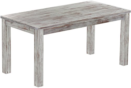 Esstisch Rio Classico 160x80 cm Shabby Nussbaum Holz Pinie Massivholz Esszimmertisch Echtholz ausziehbar vorgerichtet für Ansteckplatten Brasilmöbel von B.R.A.S.I.L.-Möbel