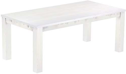 Esstisch Rio Classico 200x100 cm Pinie Weiß Holz Pinie Massivholz Esszimmertisch Echtholz ausziehbar vorgerichtet für Ansteckplatten Brasilmöbel von B.R.A.S.I.L.-Möbel