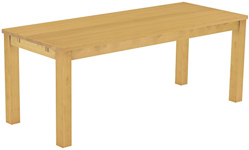 Esstisch Rio Classico 200x80 cm Eiche hell Holz Pinie Massivholz Esszimmertisch Echtholz ausziehbar vorgerichtet für Ansteckplatten Brasilmöbel von B.R.A.S.I.L.-Möbel