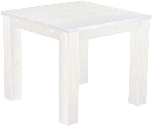 Esstisch Rio Classico 90x90 cm Pinie Weiß Holz Pinie Massivholz Esszimmertisch Echtholz ausziehbar vorgerichtet für Ansteckplatten Brasilmöbel von B.R.A.S.I.L.-Möbel