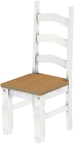 Holzstuhl Mexiko Eiche Natur Weiss - Esszimmerstuhl Klassik Pinie Massivholz Echtholz - Variante & Farbe wählbar - Stuhl Holz Wohnzimmerstuhl Lehnenstuhl Lehne Küchenstuhl Brasilmöbel von B.R.A.S.I.L.-Möbel