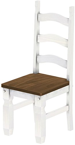 Holzstuhl Mexiko Nussbaum Weiss - Esszimmerstuhl Klassik Pinie Massivholz Echtholz - Variante & Farbe wählbar - Stuhl Holz Wohnzimmerstuhl Lehnenstuhl Lehne Küchenstuhl Brasilmöbel von B.R.A.S.I.L.-Möbel