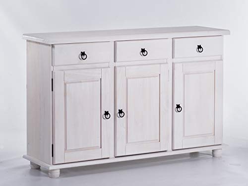 Sideboard Pinie Weiss Rio Classico Esszimmer Holz Pinie Massivholz Echtholz Farbe wählbar Brasilmöbel von B.R.A.S.I.L.-Möbel
