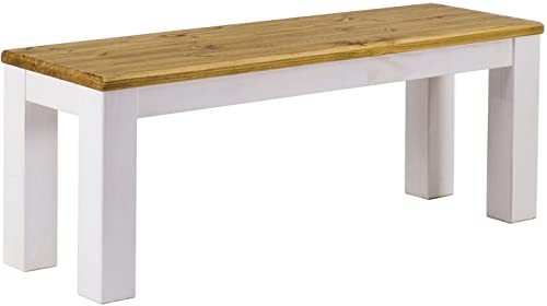 B.R.A.S.I.L.-Möbel Brasilmöbel Sitzbank 120 cm Rio Classico Brasil Weiss Massivholz aus Pinie, Verschiedene Größen & Farben, ideal für Esszimmer & Küche von B.R.A.S.I.L.-Möbel