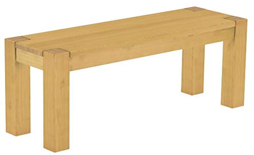 Sitzbank 120 cm Rio Kanto Eiche hell Pinie Massivholz Esszimmerbank Küchenbank Holzbank - Größe und Farbe wählbar Brasilmöbel von B.R.A.S.I.L.-Möbel