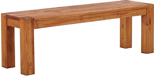 Sitzbank 120 cm Rio Kanto Honig Pinie Massivholz Esszimmerbank Küchenbank Holzbank - Größe und Farbe wählbar Brasilmöbel von B.R.A.S.I.L.-Möbel