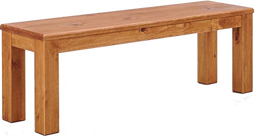 Sitzbank 130 cm Rio Classico Honig Pinie Massivholz Esszimmerbank Küchenbank Holzbank - Größe und Farbe wählbar Brasilmöbel von B.R.A.S.I.L.-Möbel