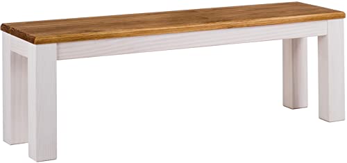 Sitzbank 130 cm Rio Classico Honig Weiss Pinie Massivholz Esszimmerbank Küchenbank Holzbank - Größe und Farbe wählbar Brasilmöbel von B.R.A.S.I.L.-Möbel