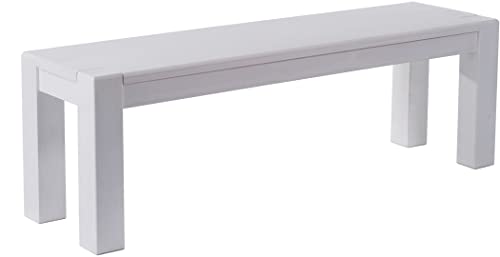 Sitzbank 130 cm Rio Kanto Pinie Weiss Pinie Massivholz Esszimmerbank Küchenbank Holzbank - Größe und Farbe wählbar Brasilmöbel von B.R.A.S.I.L.-Möbel