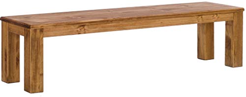 Sitzbank 208 cm Rio Classico Brasil Pinie Massivholz Esszimmerbank Küchenbank Holzbank - Größe und Farbe wählbar Brasilmöbel von B.R.A.S.I.L.-Möbel