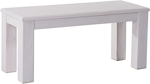B.R.A.S.I.L.-Möbel Brasilmöbel Sitzbank 80 cm Rio Classico Pinie Weiss Massivholz aus Pinie, Verschiedene Größen & Farben, ideal für Esszimmer & Küche von B.R.A.S.I.L.-Möbel