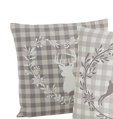 BOLTZE 1 x Kissen Hirsch kariert 45 x 45 cm, Wunschmodell:Links BOLTZE 1 x Kissen Hirsch kariert 45 x 45 cm, Wunschmodell:Links von BOLTZE