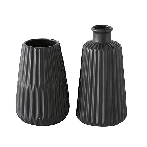 BOLTZE 2 x Vase Esko schwarz Höhe 17 cm von BOLTZE