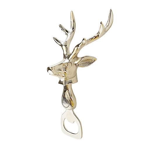 Boltze Flaschenöffner Hirsch (silber glanz, Bieröffner mit Hirschkopf, aus Metall/Aluminium, Geschenkidee) 1012442, Silberfarben von BOLTZE