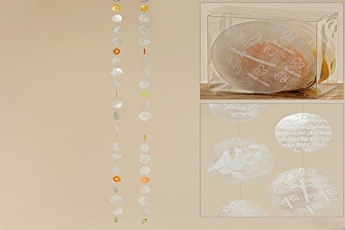 Capiz Muschel Girlande Mobile Windspiel Muschelgirlande weiß orange grün Libelle Vogel Stückpreis von B