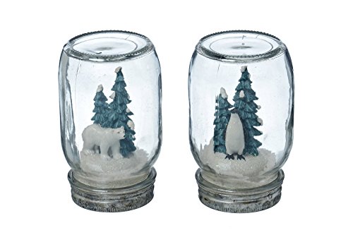Dekoglas Glas Pinguin oder Eisbär Kunstschnee Winter Deko Schüttelglas 1 Stück von B