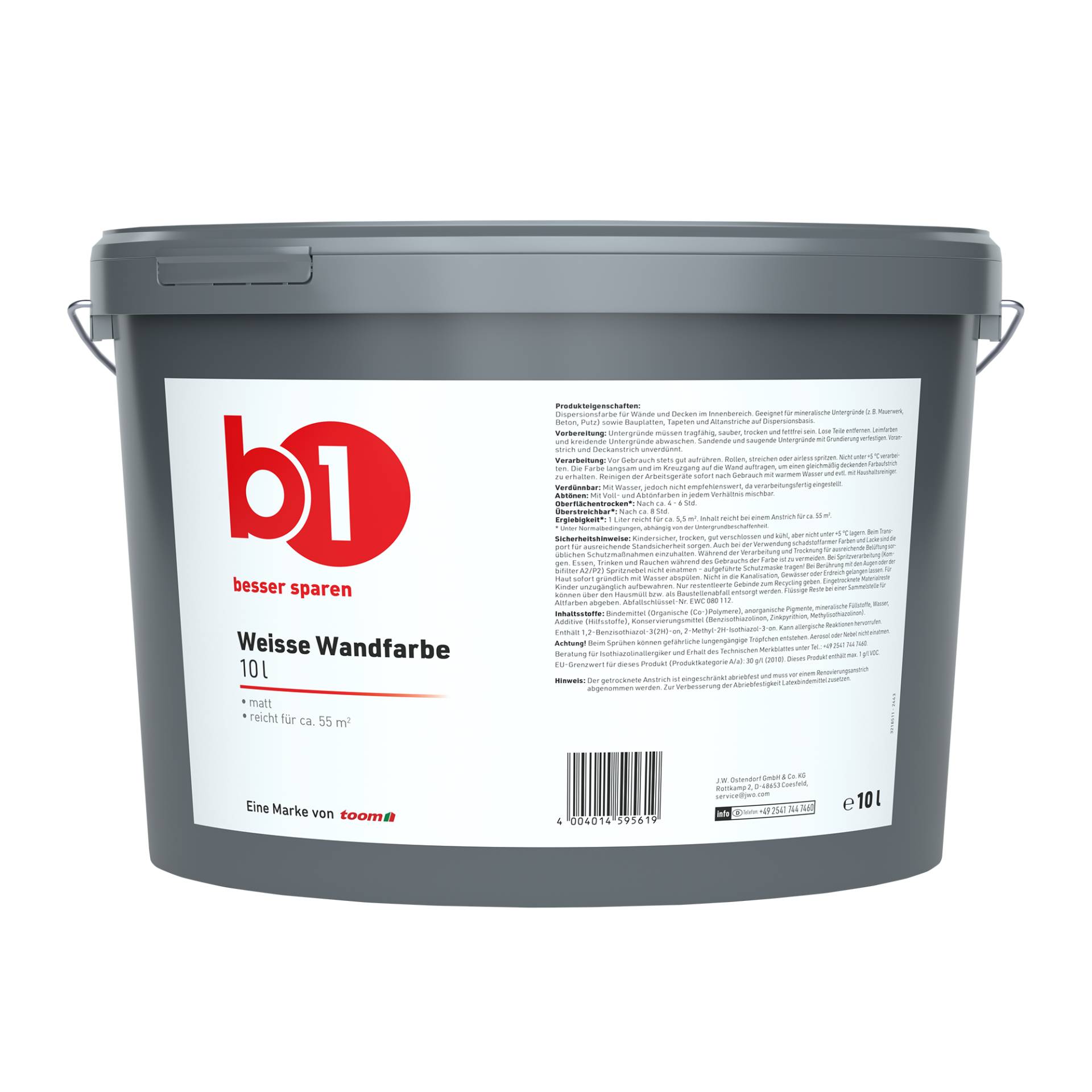 B1 Wandfarbe weiß matt 10 l B1 Wandfarbe weiß matt 10 l von B1