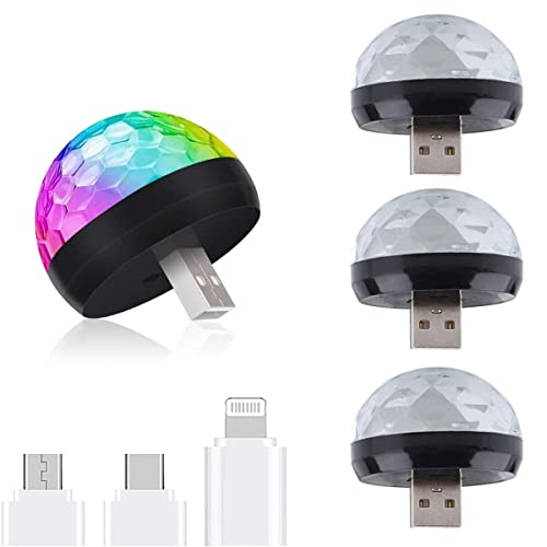 B18JPsF Mini USB Discolicht mit Handyadapter, Disco Strobe Ball Party Lichter, Tragbare Kristall Magic Ball Lampe, für Party DJ Disco, 4W RGBW von B18JPsF