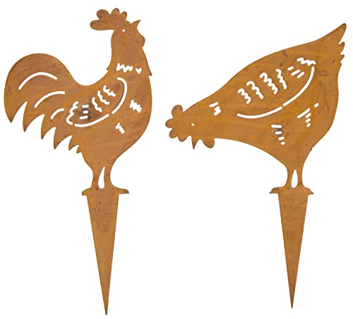 2 x Metall Stecker Huhn und Hahn Rost Edelrostdeko Henne Gartendekoration Höhe ca. 24 cm 2er Set 2 x Metall Stecker Huhn und Hahn Rost Edelrostdeko Henne Gartendekoration Höhe ca. 24 cm 2er Set von B2S BACK2SEASON