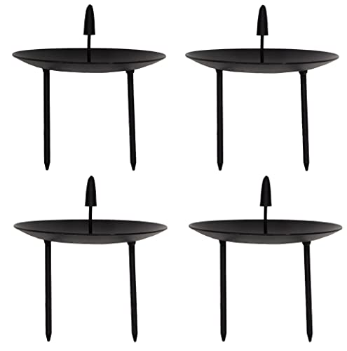 4 x Kerzenhalter schwarz Metall stabil D=10,2 cm Kerzenpick Adventskerzenhalter Stumpenkerzen Adventskranz 4 Stück von B2S BACK2SEASON