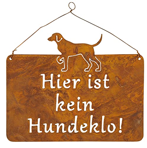 B2S BACK2SEASON Kein Hundeklo Metall zum hängen Edelrost Schild Warnschild Breite 25 cm von B2S BACK2SEASON